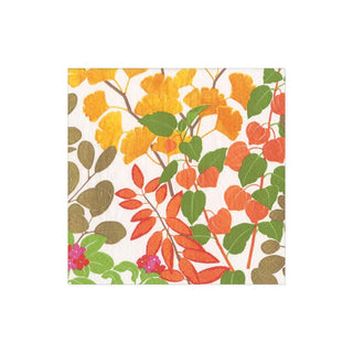 Caspari Autumn Gold Boxed Paper Cocktail Napkins in White - 40 Per Box 16530B