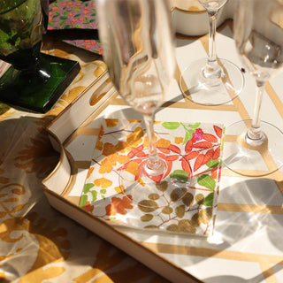 Caspari Autumn Gold Boxed Paper Cocktail Napkins in White - 40 Per Box 16530B