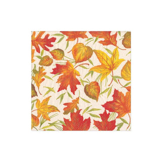 Caspari Woodland Leaves Boxed Paper Cocktail Napkins in Ivory - 40 Per Box 16540B