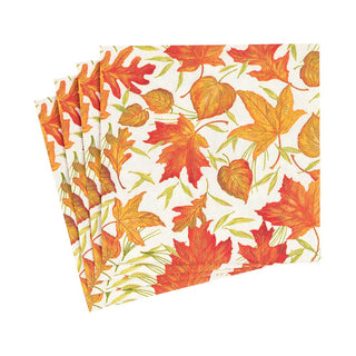 Caspari Woodland Leaves Boxed Paper Cocktail Napkins in Ivory - 40 Per Box 16540B