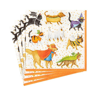 Caspari Pets in Costume Boxed Paper Cocktail Napkins - 40 Per Box 16560B