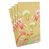 Caspari Slipper Orchid Paper Guest Towel Napkins in Gold - 15 Per Package 16590G