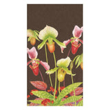 Caspari Slipper Orchid Paper Guest Towel Napkins in Chestnut - 15 Per Package 16591G