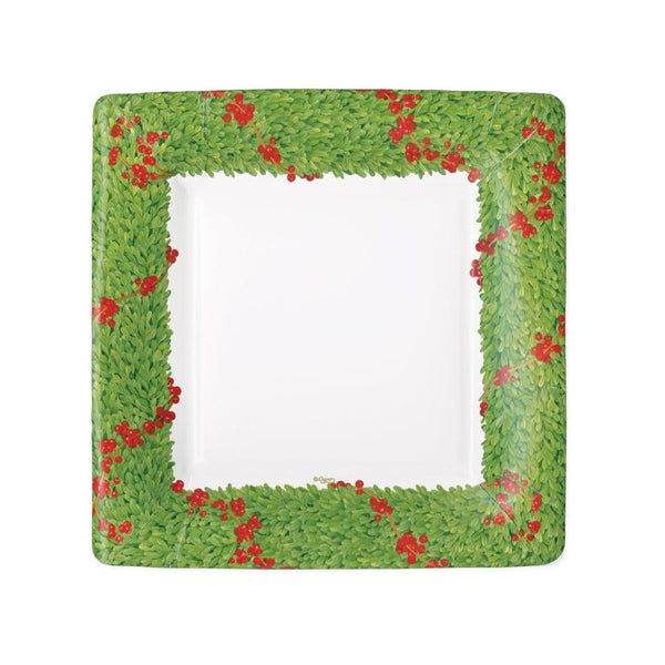 Caspari Rickrack Square Paper Salad & Dessert Plates in Red & Green - 8 Per  Package – Caspari Europe