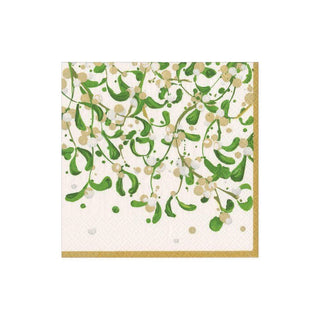 Caspari Modern Mistletoe Boxed Paper Cocktail Napkins - 40 Per Box 16680B