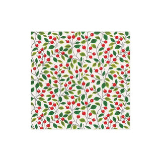 Caspari Berries and Leaves Boxed Paper Cocktail Napkins in White - 40 Per Box 16700B