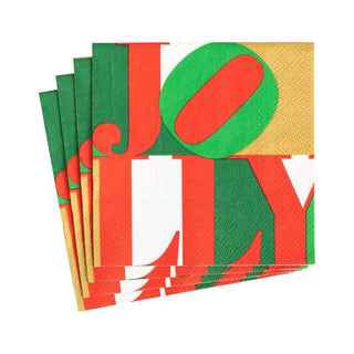Caspari Holly Jolly Boxed Paper Cocktail Napkins - 40 Per Box 16740B