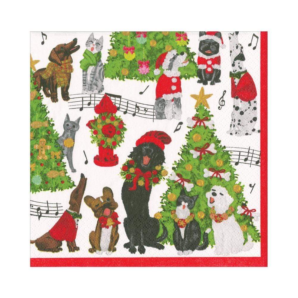 Caspari Christmas Caroling Pets Tissue Paper - 4 Sheets Included