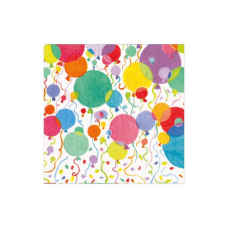 Caspari Balloons and Confetti Boxed Paper Cocktail Napkins in White - 40 Per Box 16810B