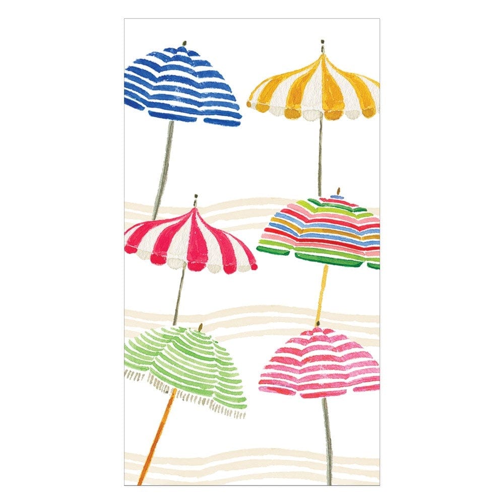 Caspari Beach Umbrellas Paper Guest Towel Napkins - 15 Per Package 16910G