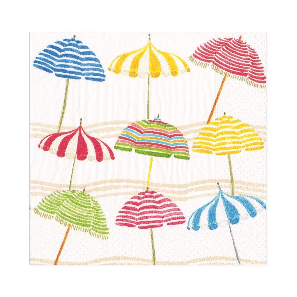 Caspari Beach Umbrellas Paper Luncheon Napkins - 20 Per Package 16910L