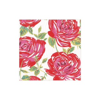 Caspari Bella Rosa Boxed Paper Cocktail Napkins in Red - 40 Per Box 16930B