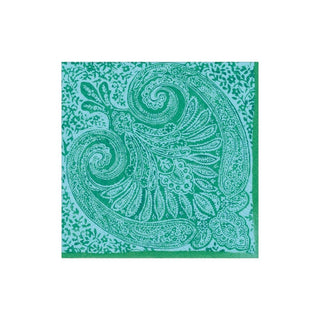 Caspari Paisley Medallion Boxed Paper Cocktail Napkins in Turquoise - 40 Per Box 16972B