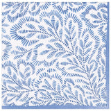 Caspari Block Print Leaves Paper Dinner Napkins in Blue - 20 Per Package 16980D