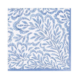 Caspari Block Print Leaves Paper Luncheon Napkins in Blue - 20 Per Package 16980L