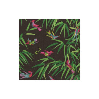 Caspari Birds in Paradise Boxed Paper Cocktail Napkins in Black - 40 Per Box 16991B