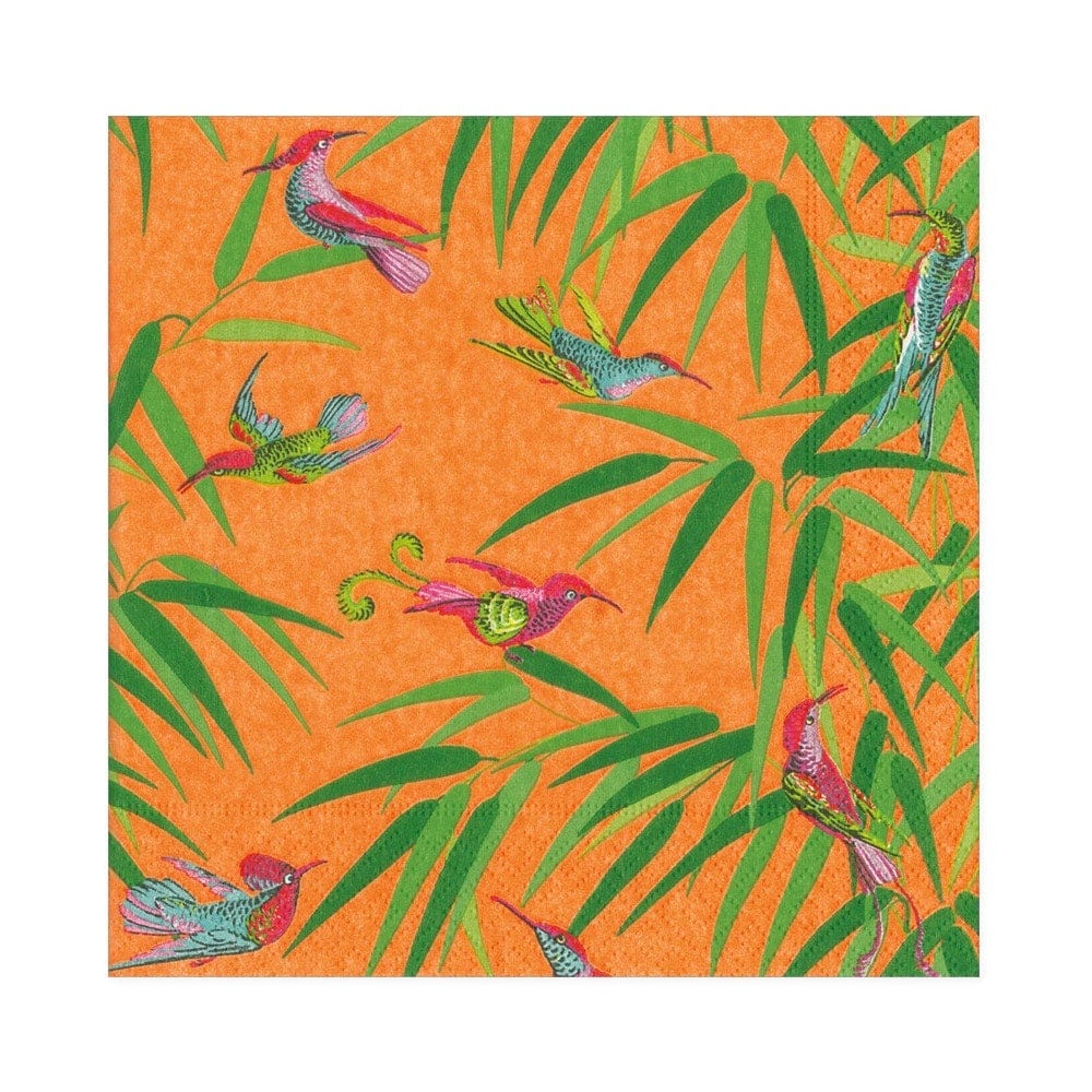 Caspari Birds in Paradise Paper Luncheon Napkins in Orange - 20 Per Package 16992L