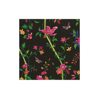 Caspari Sprigged Silk Boxed Paper Cocktail Napkins in Black - 40 Per Box 17021B