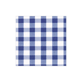 Caspari Gingham Boxed Paper Cocktail Napkins in Blue - 40 Per Box 17070B