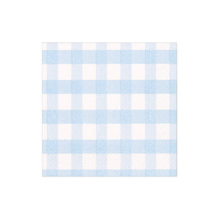Caspari Gingham Boxed Paper Cocktail Napkins in Light Blue - 40 Per Box 17072B