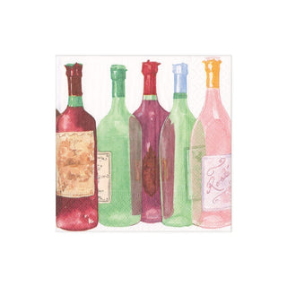 Caspari Wine Bottles Boxed Paper Cocktail Napkins - 40 Per Box 17090B