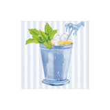 Caspari Mint Julep Paper Cocktail Napkins in Blue - 20 Per Package 17100C