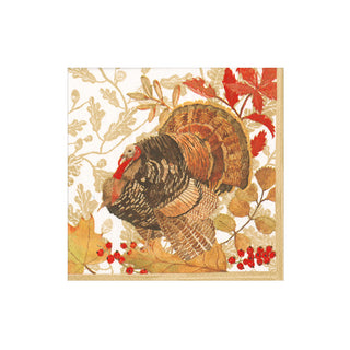 Woodland Turkey Paper Cocktail Napkins - 40 Per Box 17110B