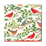 Songbirds and Holly Paper Luncheon Napkins in White - 20 Per Package 17160L