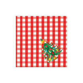 Christmas Tree Gingham Paper Cocktail Napkins - 40 Per Box 17170B