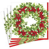 Holly and Berry Wreath Paper Dinner Napkins - 20 Per Package 17191D