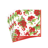Christmas Berry Paper Cocktail Napkins in Red- 20 Per Package 17230C