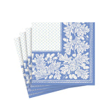 Oak Leaves & Acorns Paper Linen Cocktail Napkins in French Blue/White - 15 Per Package 17292CG