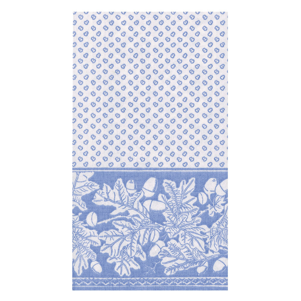 Oak Leaves & Acorns Paper Linen Guest Towel Napkins in French Blue/White - 12 Per Package 17292GG