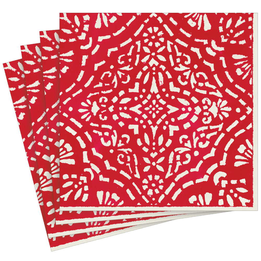 Annika Paper Linen Dinner Napkins in Red - 12 Per Package 17300DG