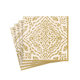 Annika Paper Cocktail Napkins in Ivory/Gold - 20 Per Package 17301C