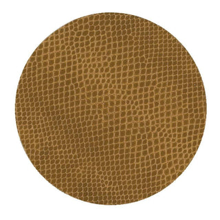 Caspari Round Snakeskin Felt-Backed Coasters in Cognac - 8 Per Box 4003CR