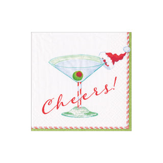 Christmas Cocktail Cheers! Paper Cocktail Napkins - 40 Per Box 6972B