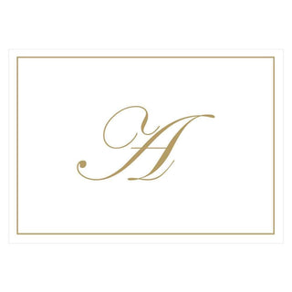 Caspari Gold Embossed Single Initial Boxed Note Cards - 8 Note Cards & 8 Envelopes A 83632.A
