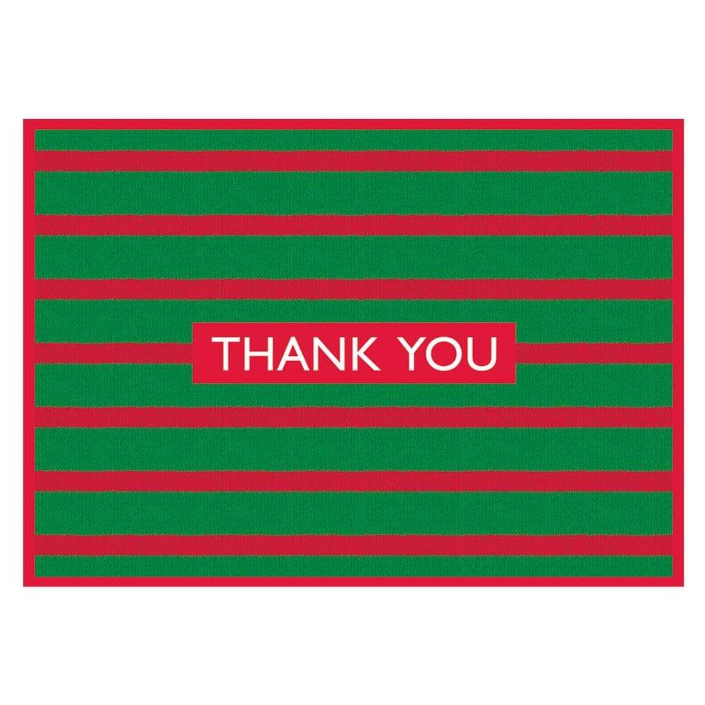Caspari Bretagne Thank You Notes in Red & Green - 8  Note Cards & 8 Envelopes 84640.44