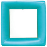 Caspari Grosgrain Square Paper Dinner Plates in Turquoise - 8 Per Package 8603DP