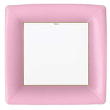 Caspari Grosgrain Square Paper Dinner Plates in Light Pink - 8 Per Package 8604DP