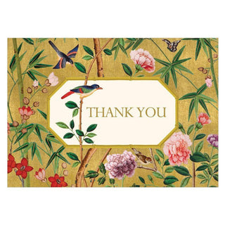 Caspari Chinese Wallpaper Boxed Thank You Notes in Gold - 8  Note Cards & 8 Envelopes 86605.48