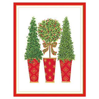 Topiaries Large Embossed Boxed Christmas Cards - 10 Cards & 10 Envelopes
