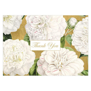 Caspari Camellia Garden Thank You Notes in Gold - 8  Note Cards & 8 Envelopes 87617.44