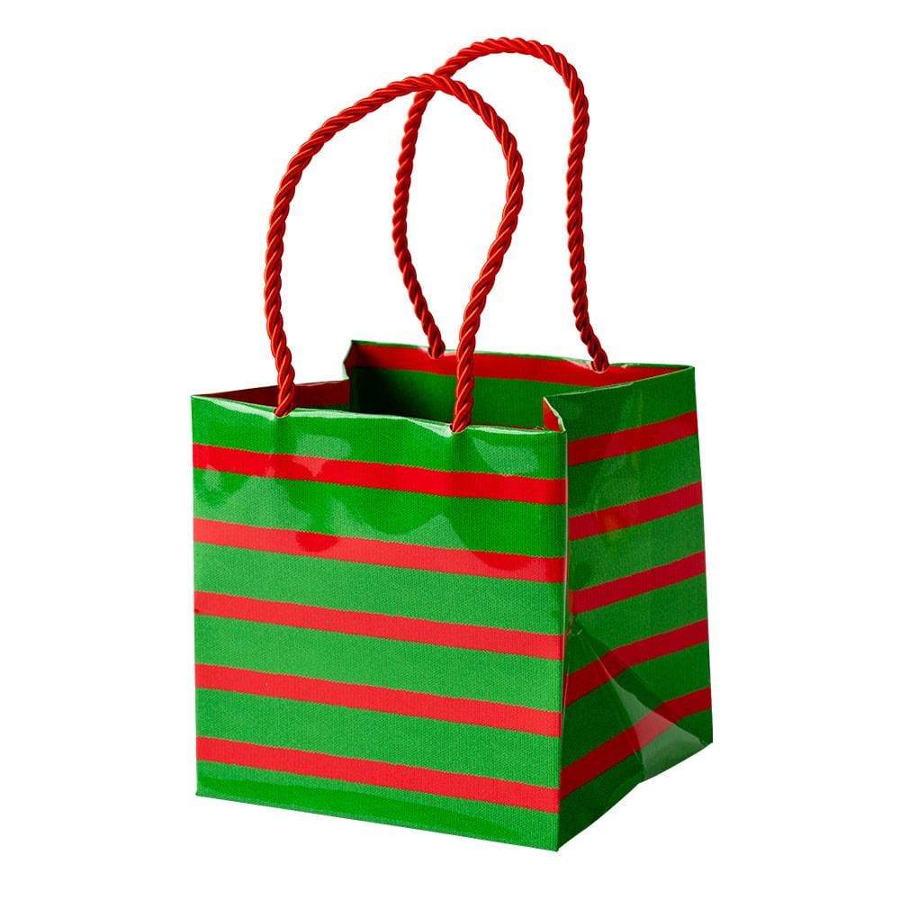 Caspari Bretagne Small Cube Gift Bag in Red & Green - 1 Each 8913B1.3