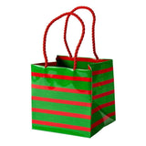 Caspari Bretagne Small Cube Gift Bag in Red & Green - 1 Each 8913B1.3