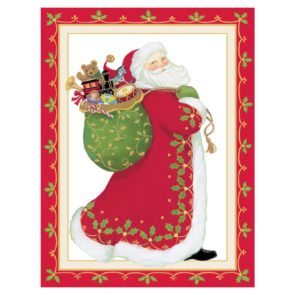 Santa Blank Embossed Boxed Christmas Cards - 10 Cards & 10 Envelopes