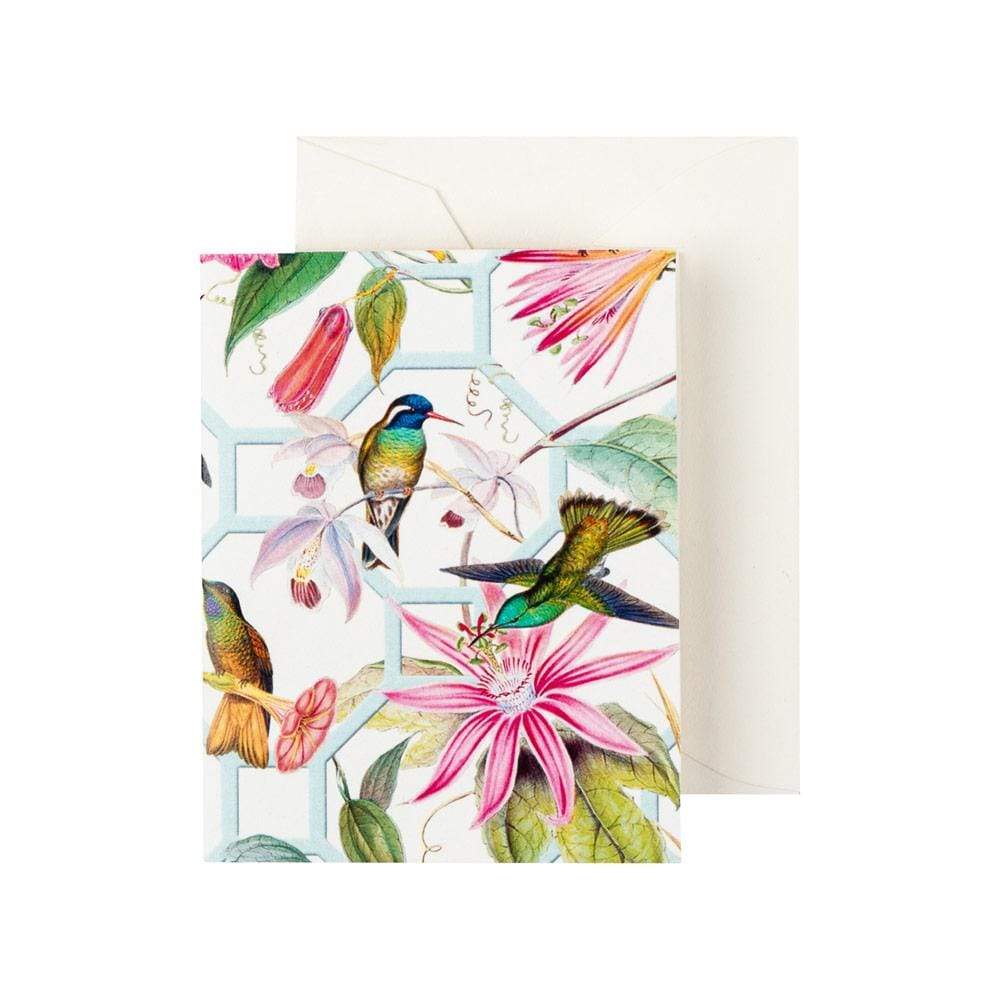 Caspari Hummingbird Trellis Gift Enclosure Cards - 4 Mini Cards & 4 Envelopes 9028ENC