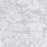 Caspari Pagoda Toile Reversible Gift Wrapping Paper in Silver & Gold - 30" x 5' Roll 90340RSC