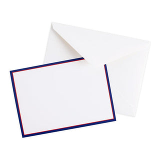 Caspari Classic Two-Tone Border Blank Correspondence Cards in Navy & Red - 20 Cards & 20 Envelopes 90654CCU